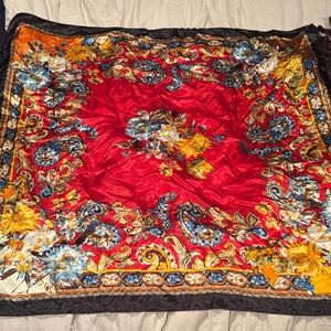 Red Floral Paisley Scarf - Vibrant Red Decorative Accent